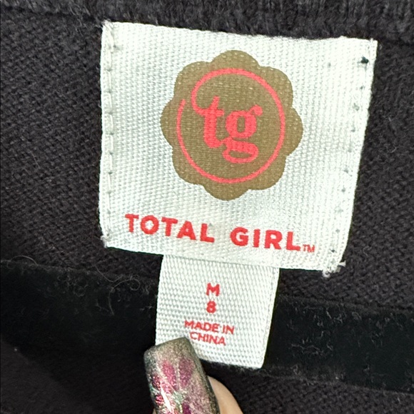 Total Girl Black Sweater with Skull and Pink Bow Accents sizes 8 Halloween - Picture 3 of 3